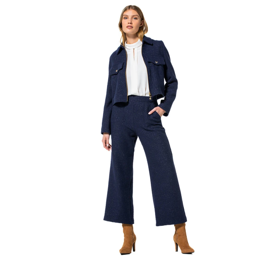 Caroline Biss Korte Lurex Vest Blue Dames