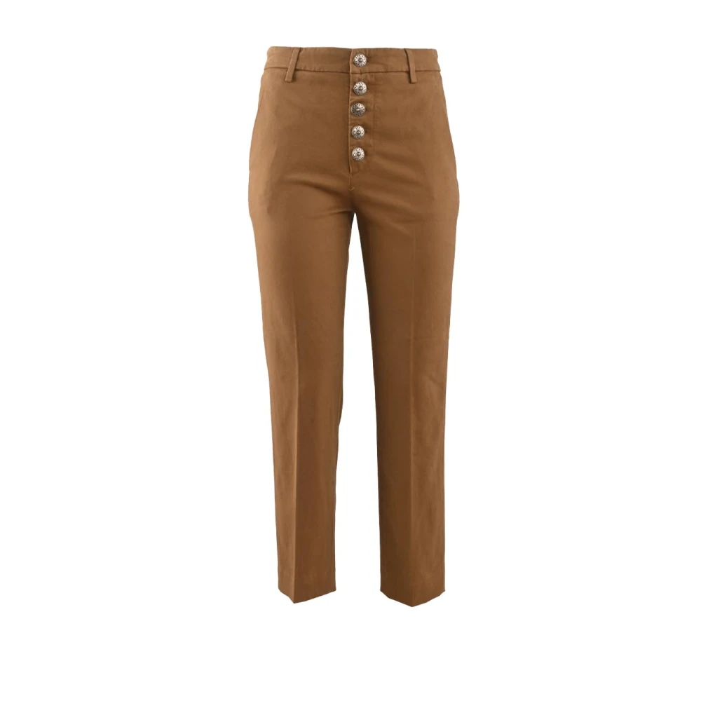 Dondup Bruine Stretch-Katoenen Broek Brown Dames