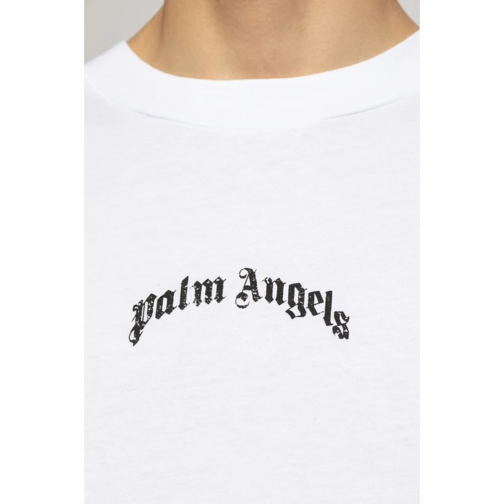 Palm Angels T-shirt met logo White Heren