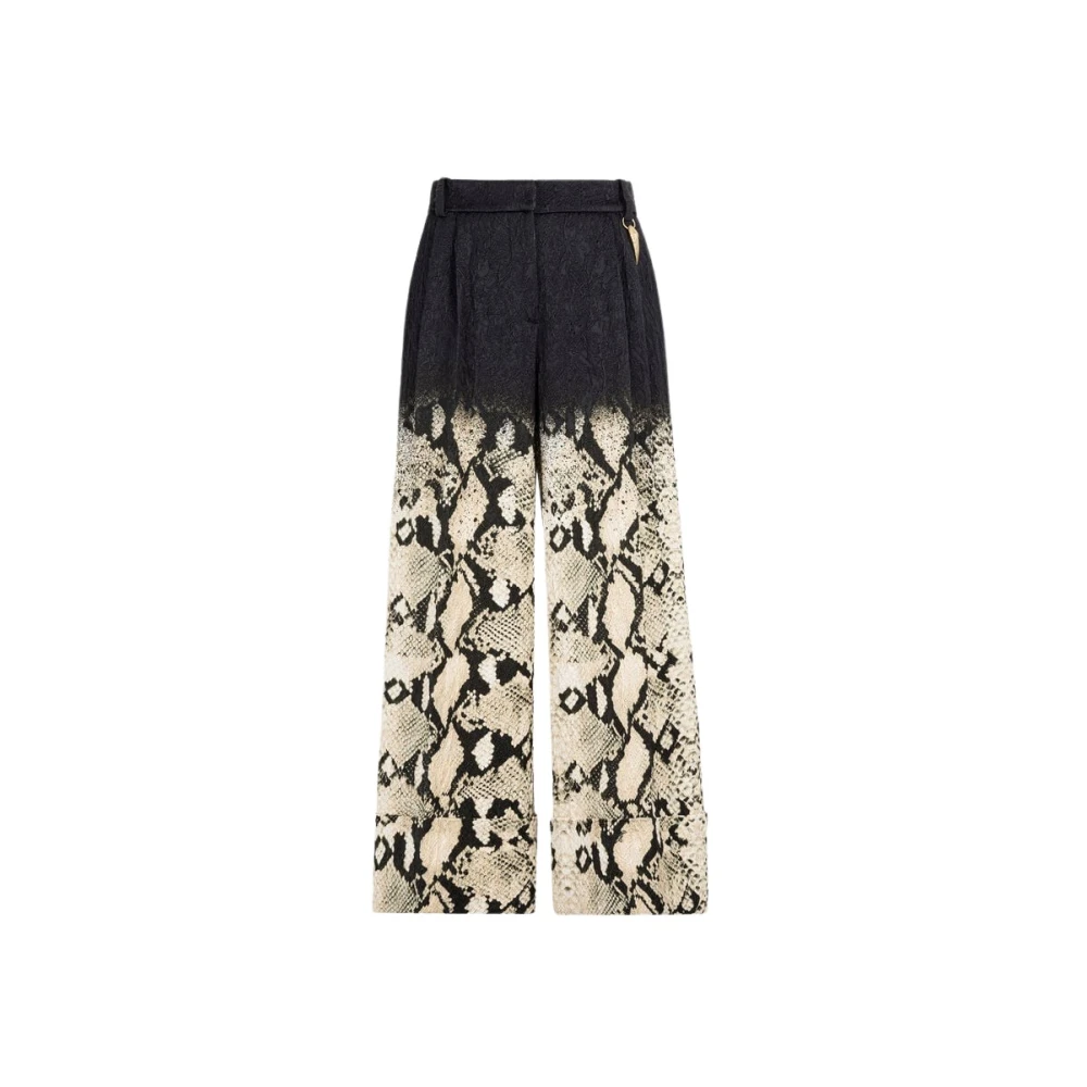 Roberto Cavalli Python-Print Wide-Leg Trousers, Hög midja Multicolor, Dam