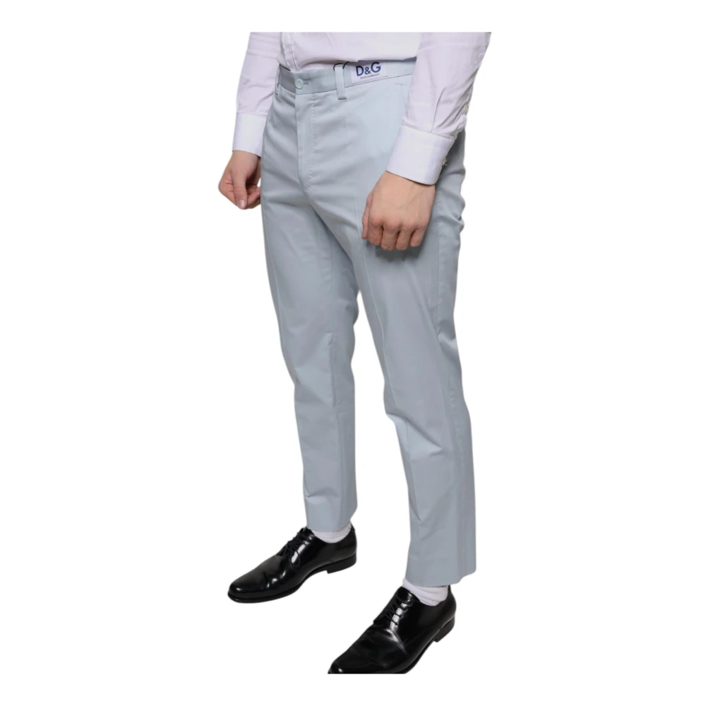 Dolce & Gabbana Lichtblauwe Skinny Katoenmix Jurkbroek Blue Heren