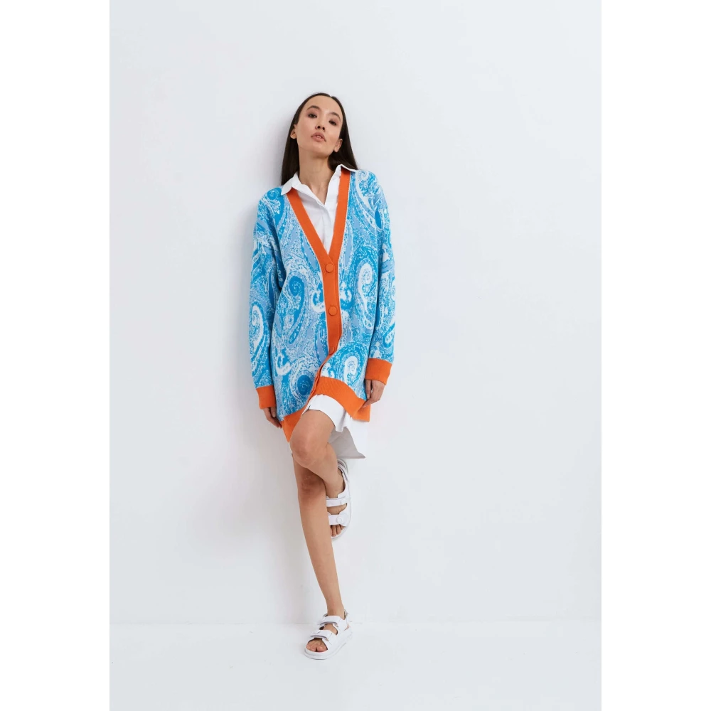 Cesare Gaspari Gekleurde knooptrui met knopen Lichtblauw Multicolor Dames