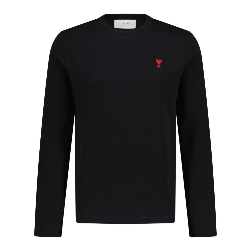 Ami Paris Lange mouwen shirt met logo borduursel Black