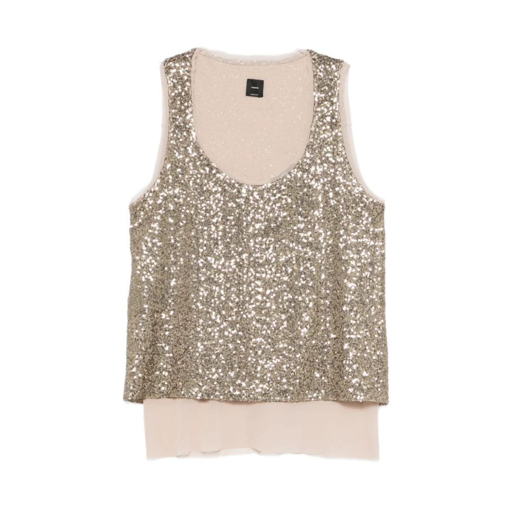 Pinko Women's Yellow Sleeveless Tops, M, Bollicine Tank Top