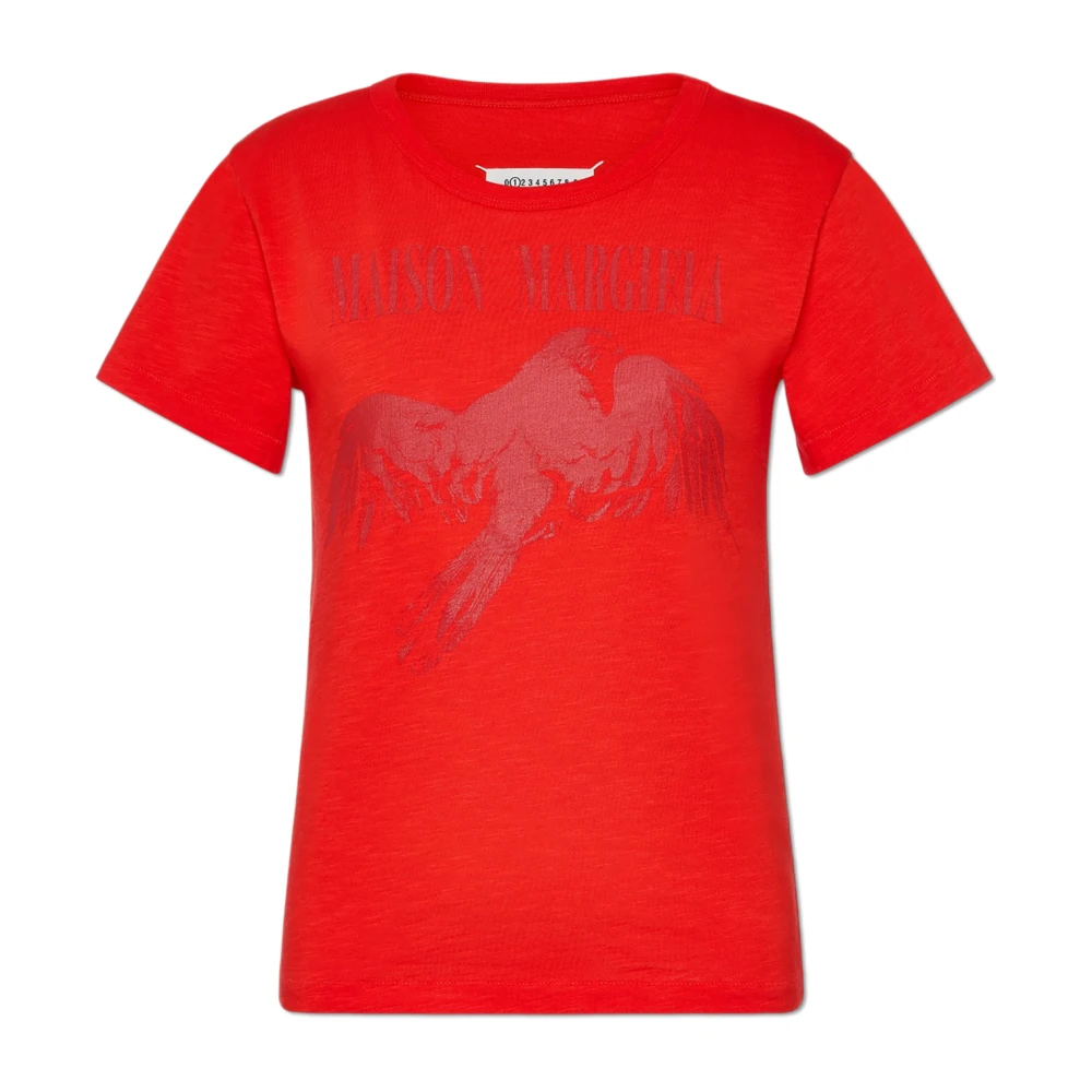 Maison Margiela Donna Rosso T-Shirt Stampata - Immagine 2