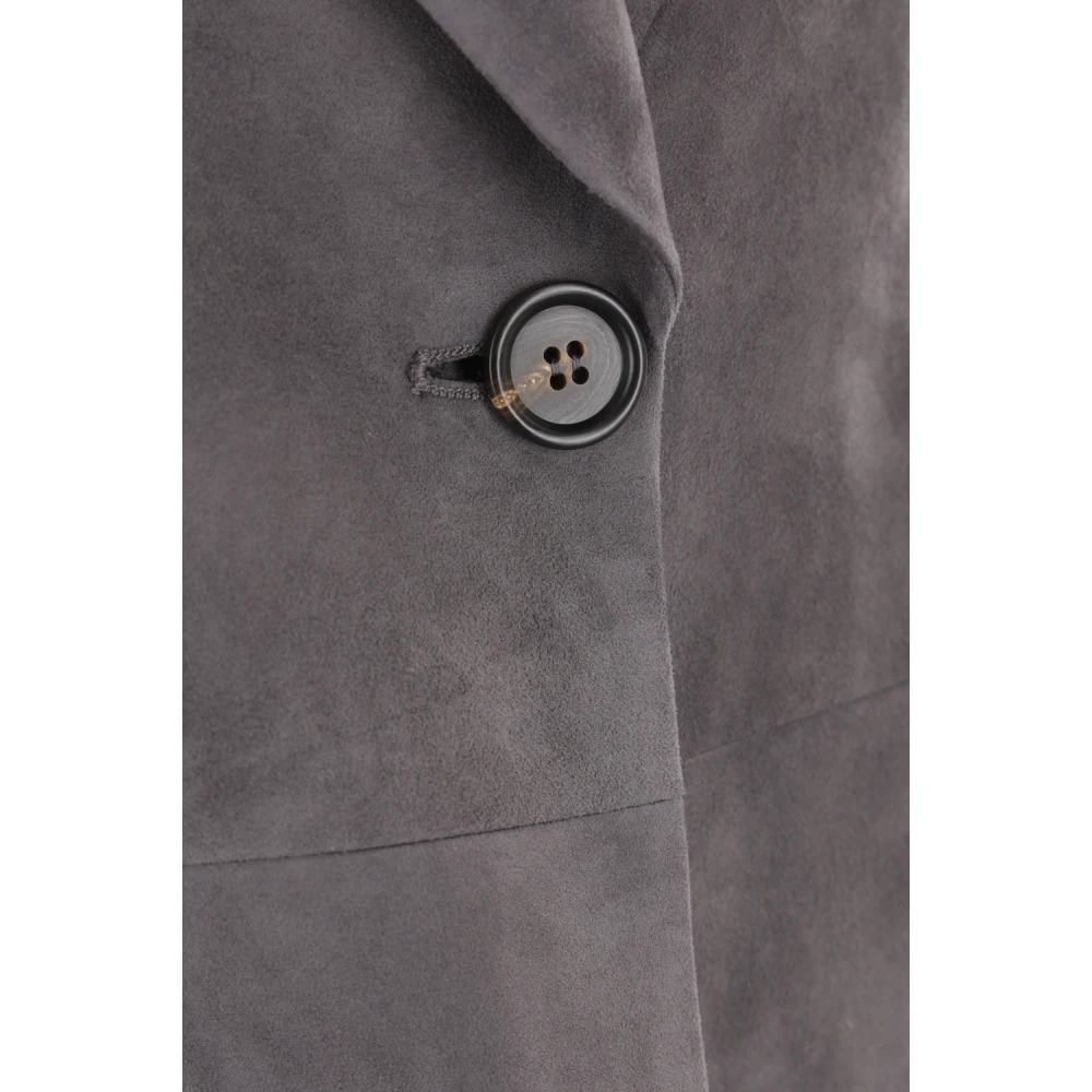 BRUNELLO CUCINELLI Grijze Suède Enkellange Jas Gray Dames
