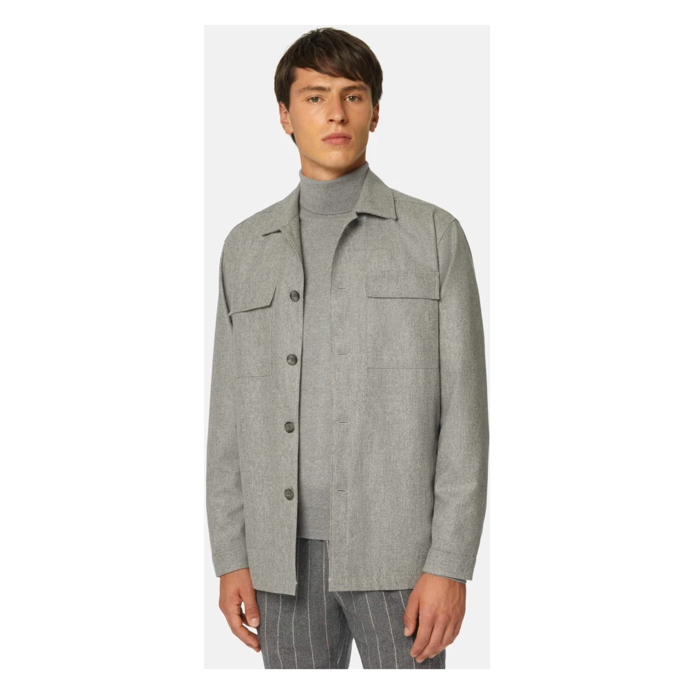 Boggi Milano Link Shirt Jacket in Wol Jersey Gray Heren