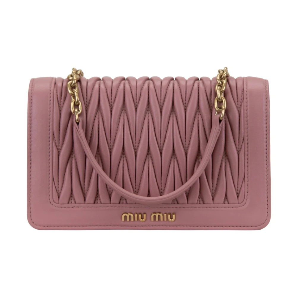 Miu Leren Dames Schoudertas met Envelop Zakken Pink Dames