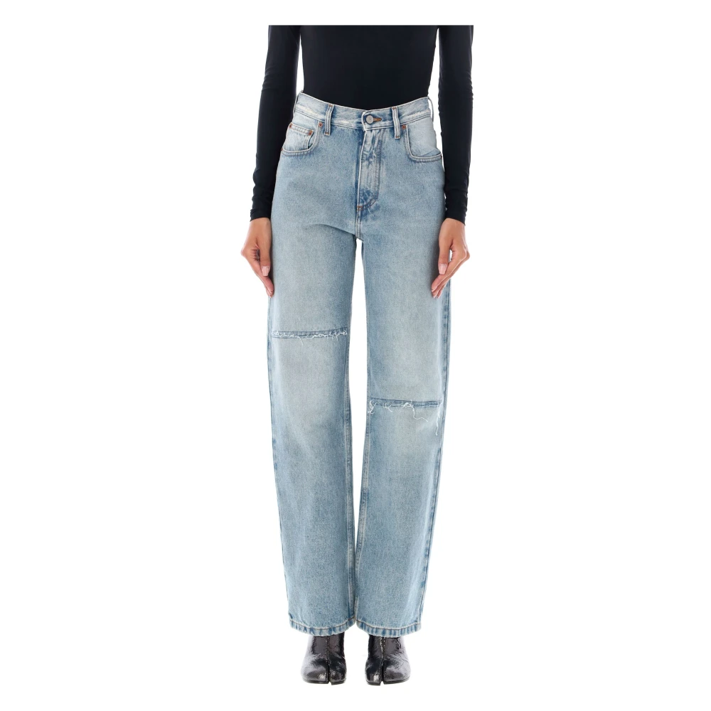 MM6 Maison Margiela Lichtblauwe Distressed Slim Denim Jeans Blue Dames