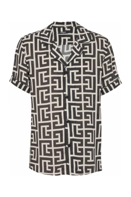 Pyjamas skjorta med monogramtryck