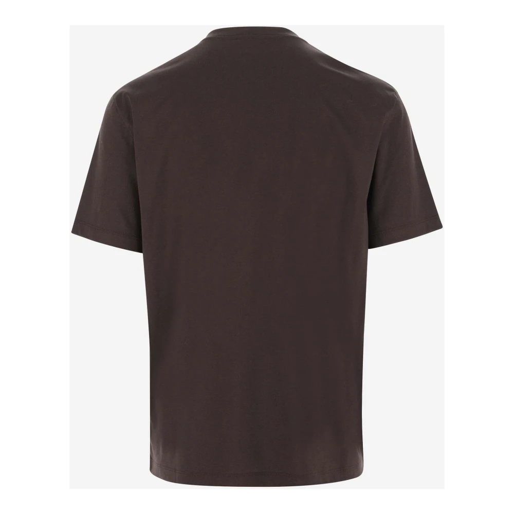 Giorgio Armani Katoenen Crew Neck T-shirt Logo Detail Brown Heren