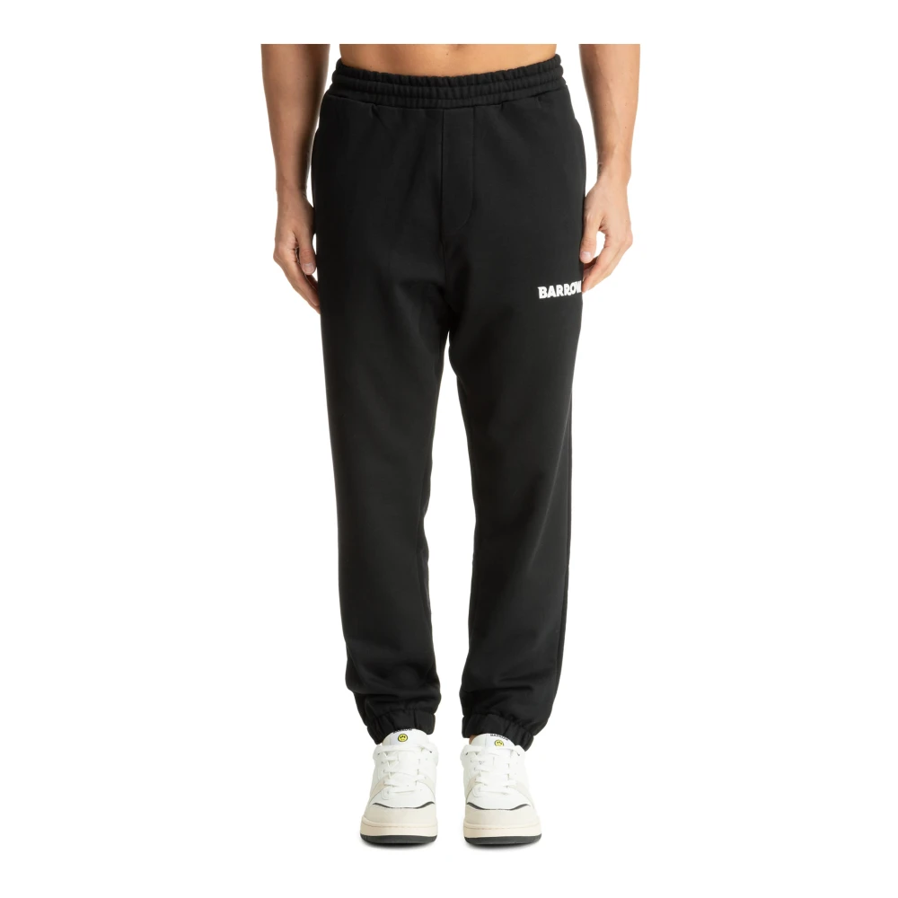 Barrow Elastische taille joggers met logodetail Black Heren