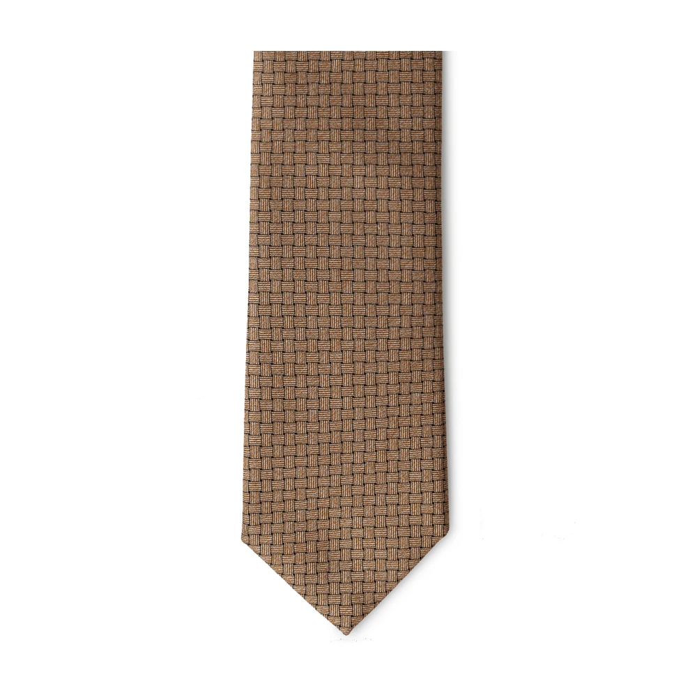 Giorgio Armani Bronzen Zijden Stropdas Brown Heren