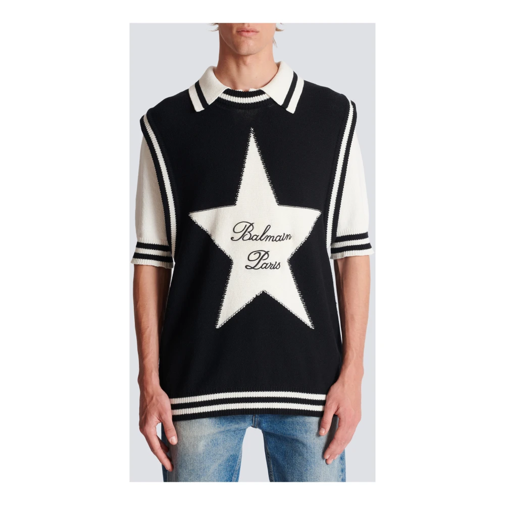 Balmain Handtekening ster trui Black Heren