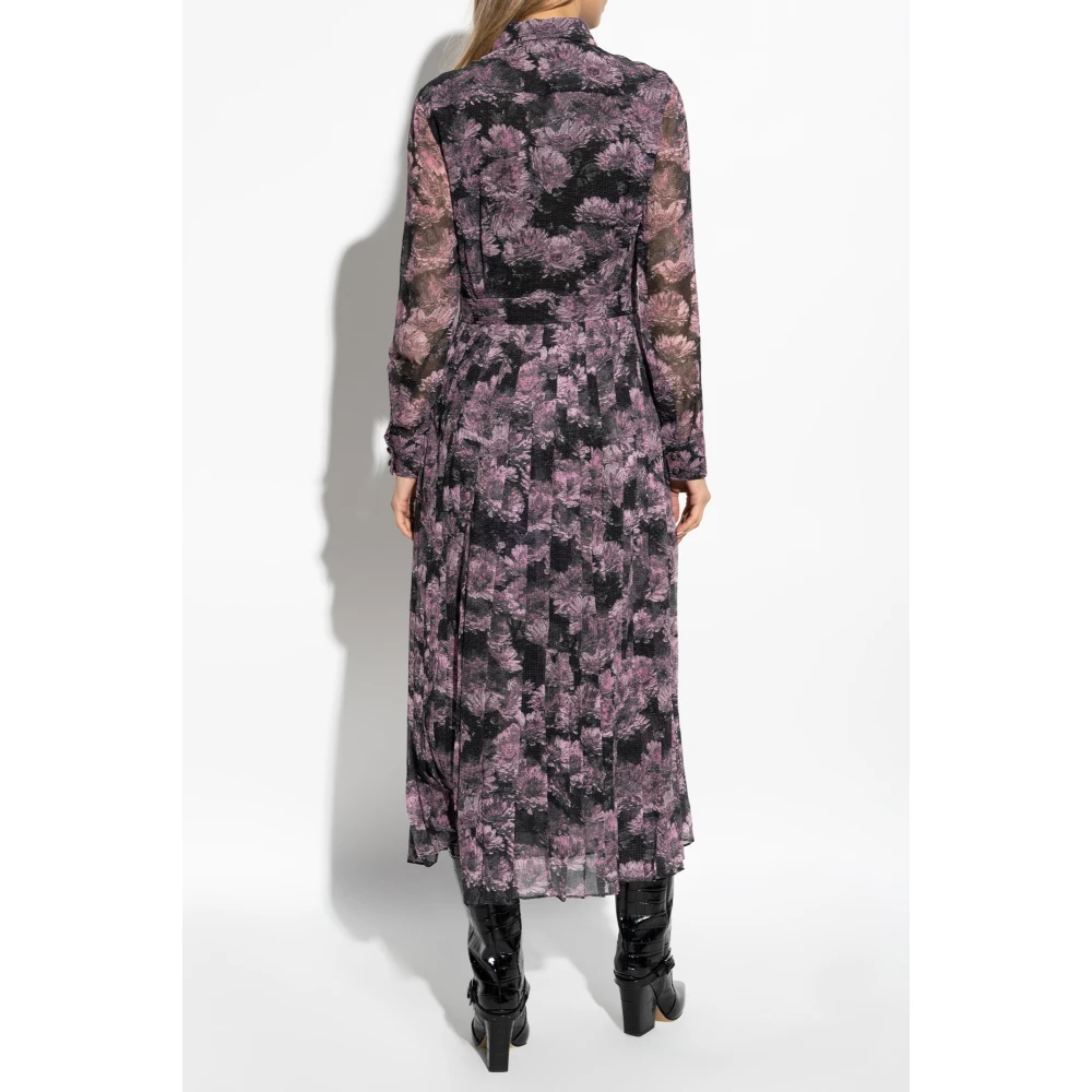 TORY BURCH Jurk met geplooide zoom Purple Dames