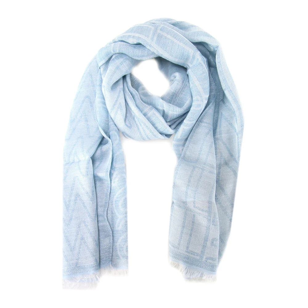 Twinset Blauwe Glitter Sjaal Rechthoekige Vorm Blue Dames