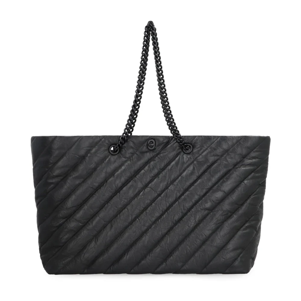 Balenciaga Leren Tote Bag met Kettinghengels Black Dames