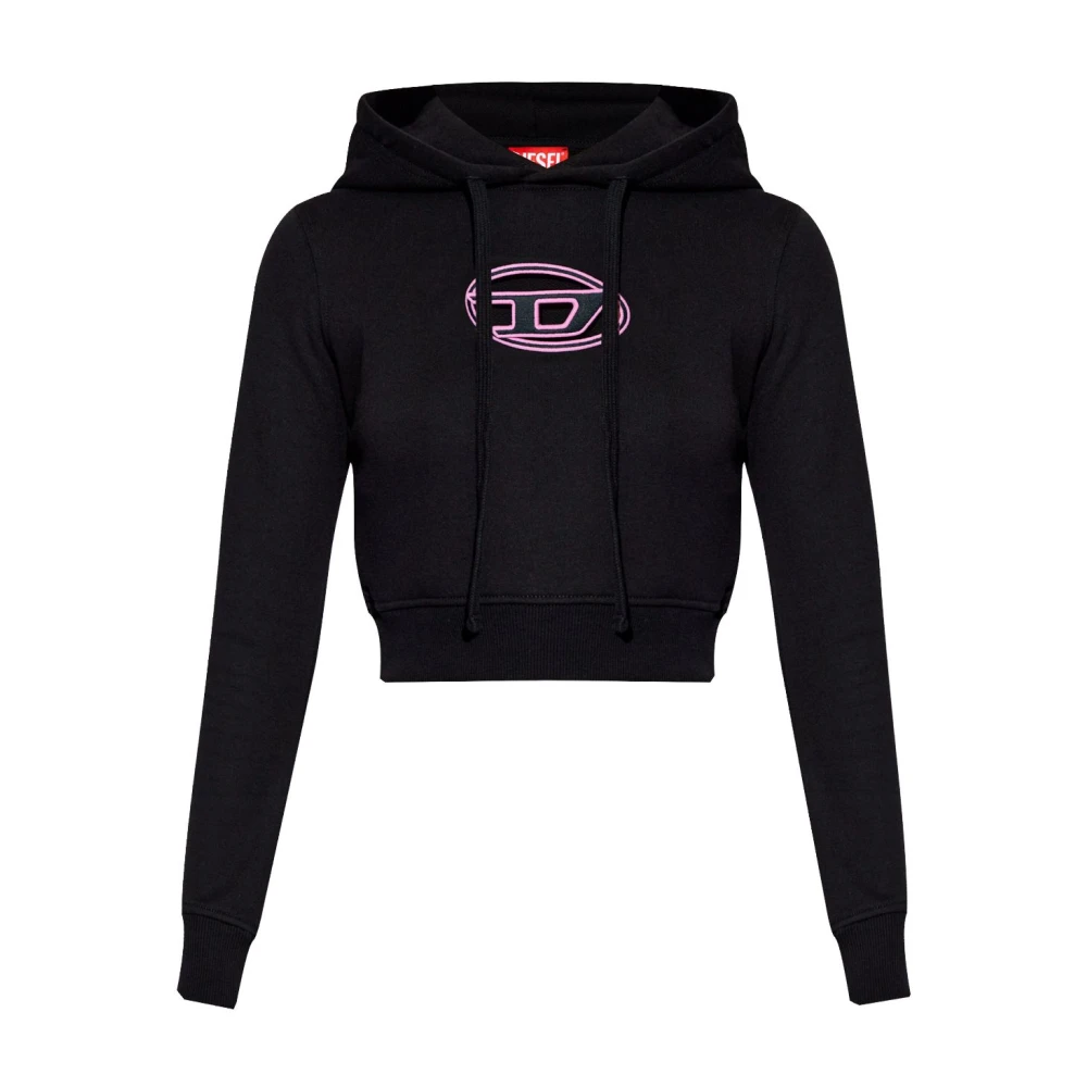 Diesel Twee-tone cropped hoodie met logo Black Dames