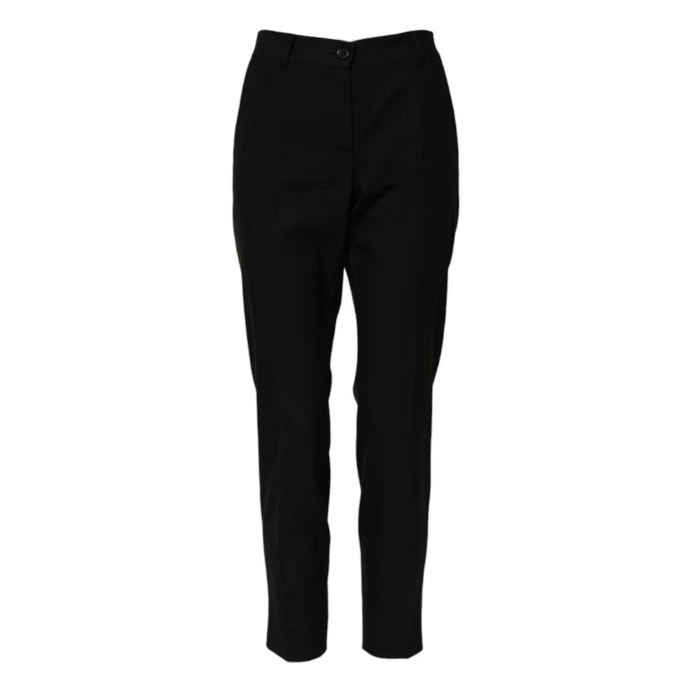Dolce & Gabbana Women's Black High Waist Tapered Trousers - Slim-Fit Trousers - Xs - Trousers
