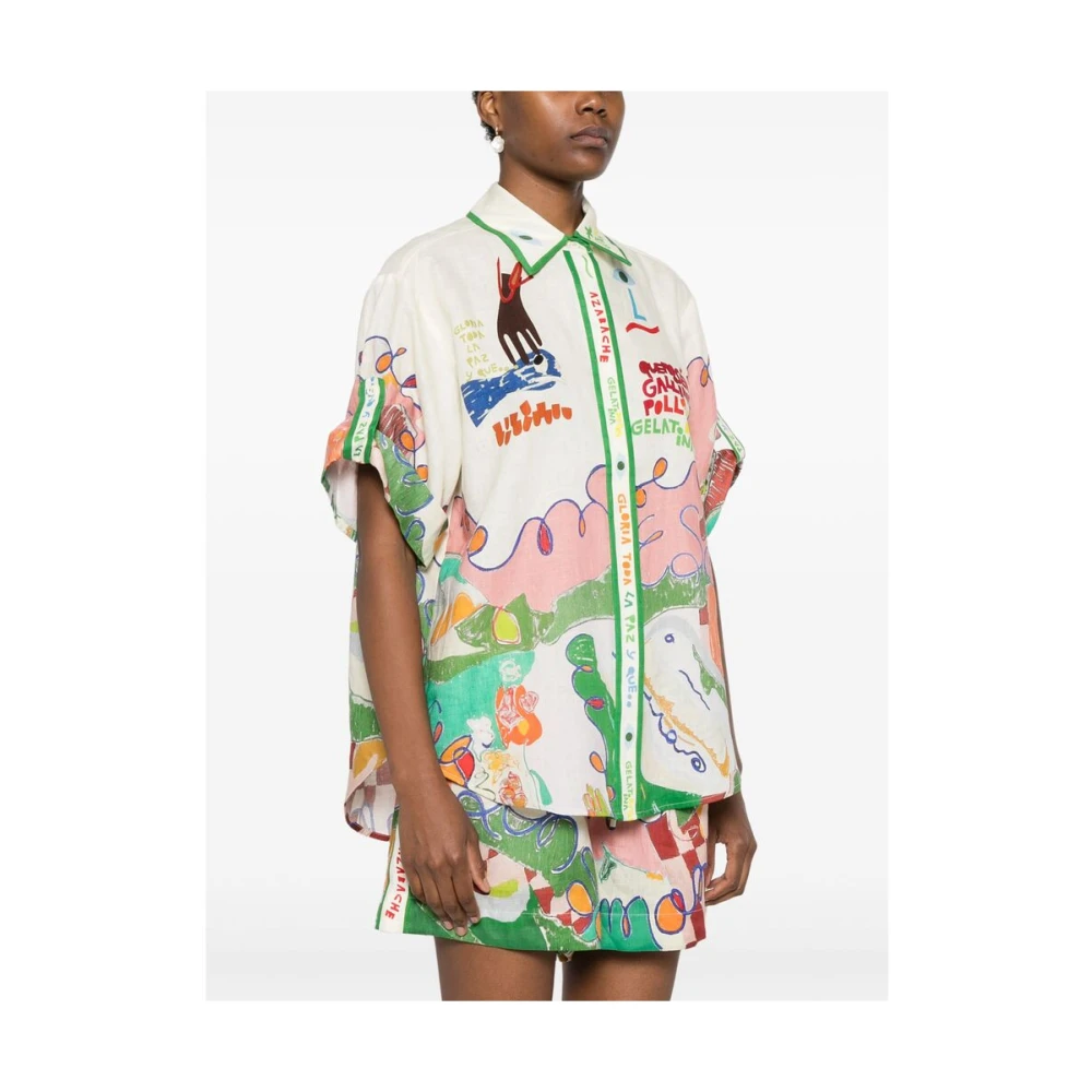 Alemais Illustratie-stijl Linnen Overhemd Multicolor Dames