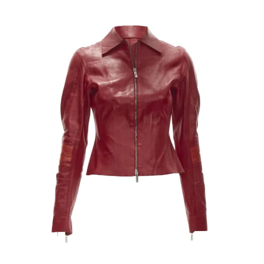 Gucci Vintage Pre-owned Leather outerwear Red Dames