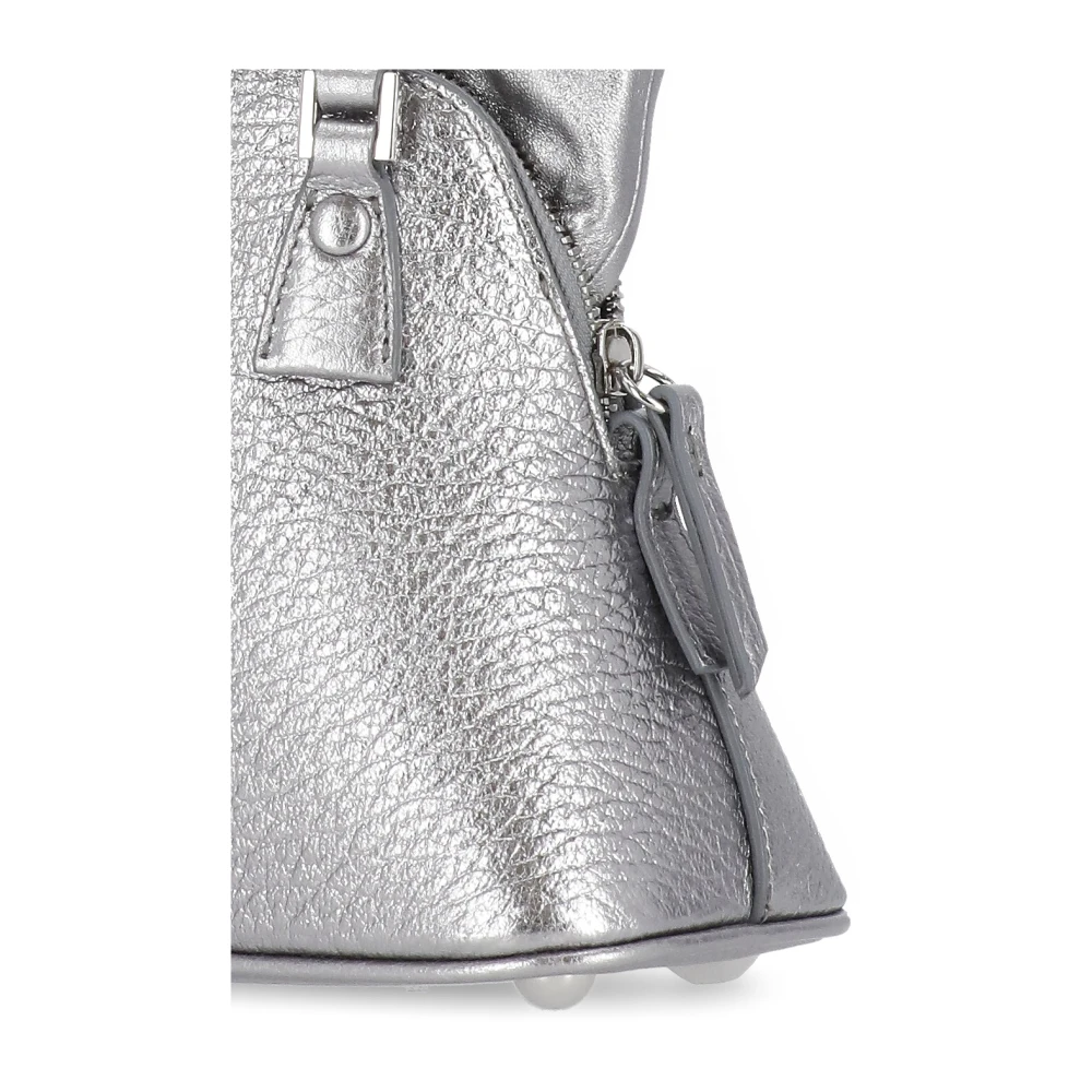 Maison Margiela Zilveren Schoudertas van Pebble Leer Gray Dames