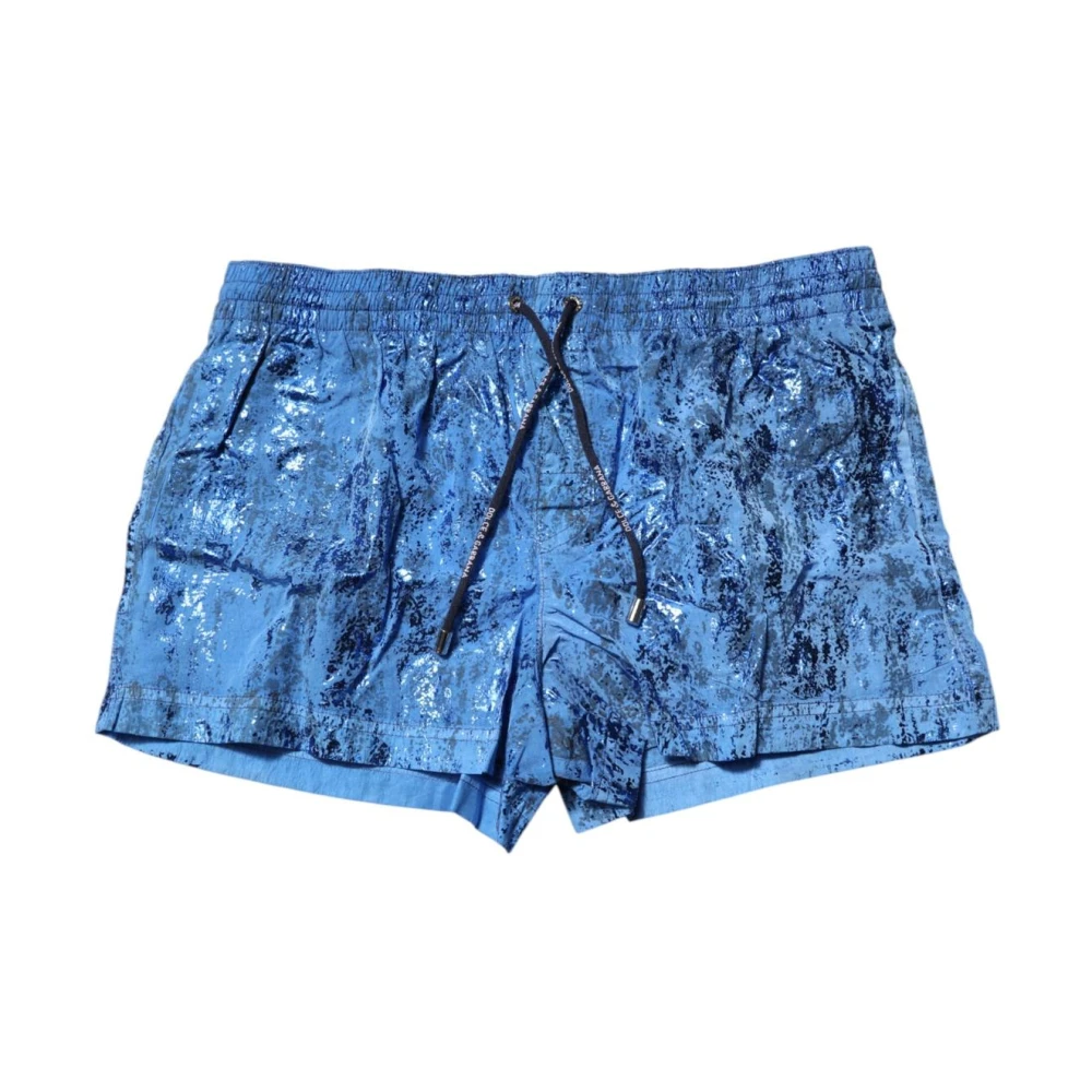 Dolce & Gabbana Men's Blue Logo Beachwear Swim Shorts