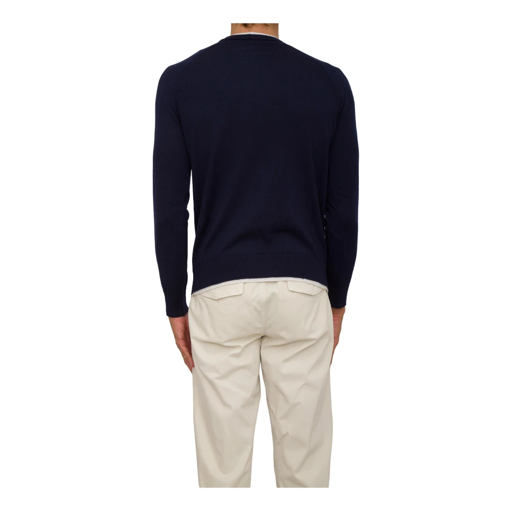 Eleventy Blauwe Ronde Hals Trui Blue Heren
