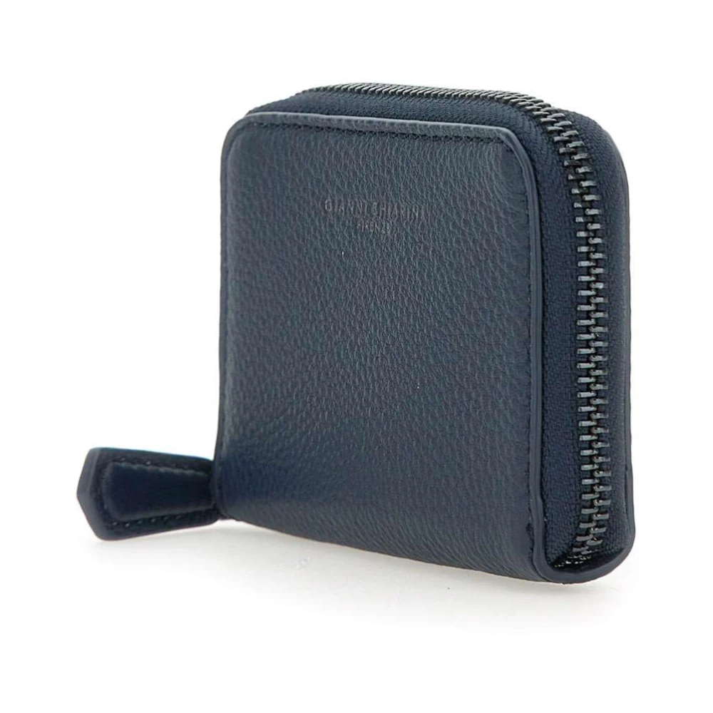 Gianni Chiarini Middernachtblauwe Leren Portemonnee met Rits Blue Heren