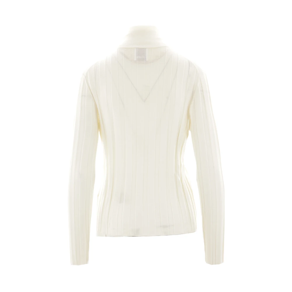allude Geribde wollen trui met turtleneck Beige Dames