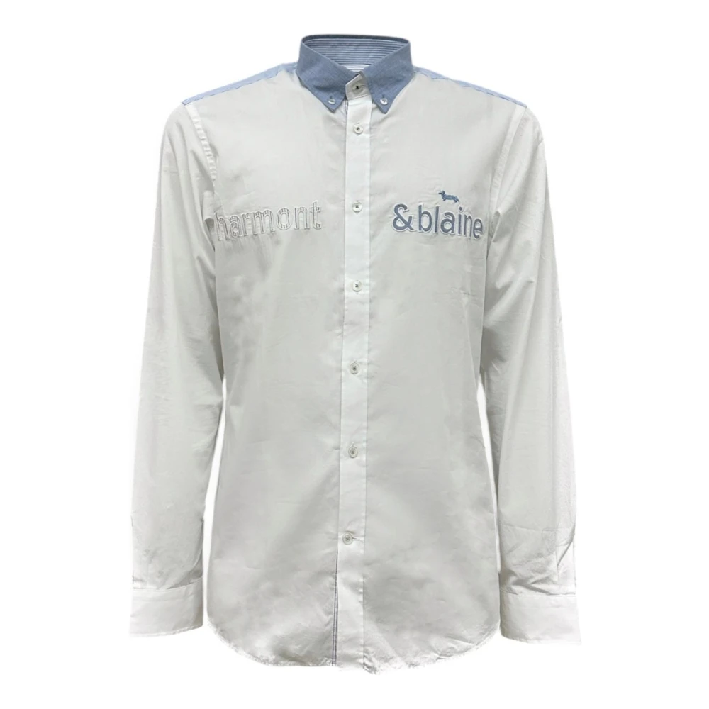 Harmont & Blaine Wit katoenen overhemd met letterlogo XXL White Heren