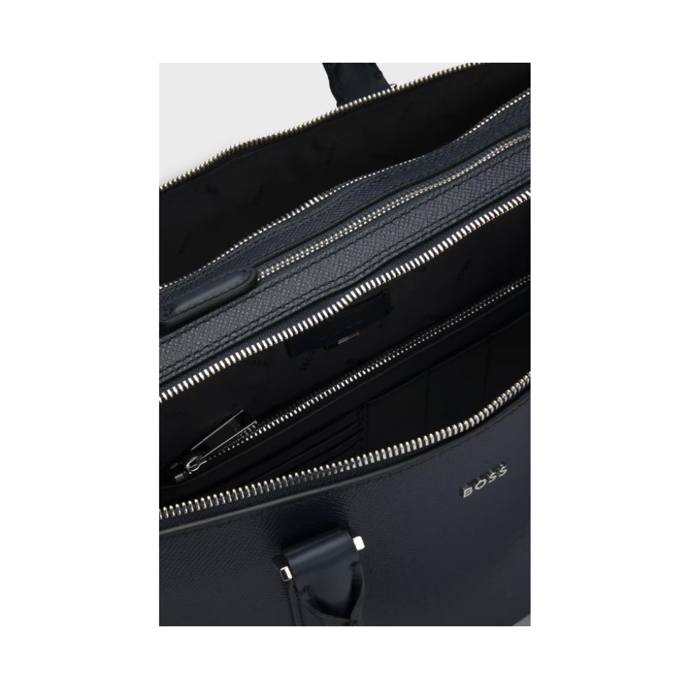 Hugo Boss Leren documenthouder met logoprint Blue Heren