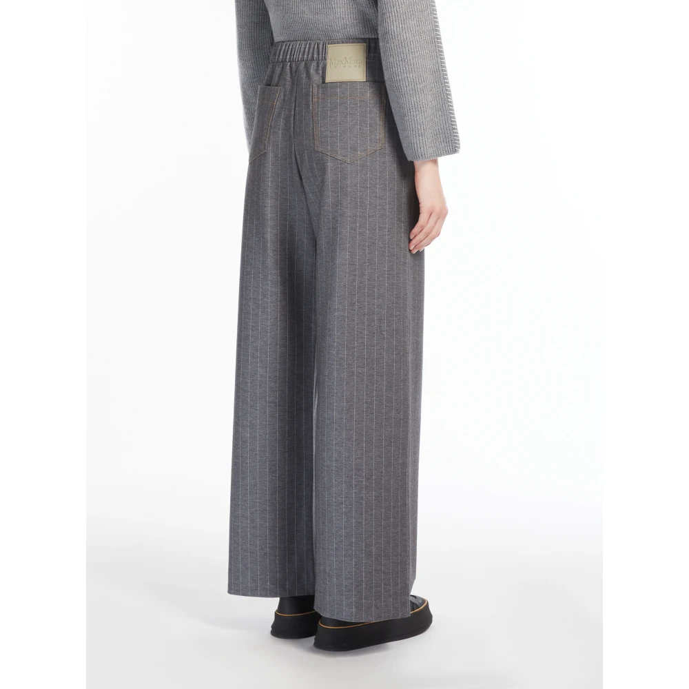Max Mara Grijze Gestreepte Rechte Broek Gray Dames