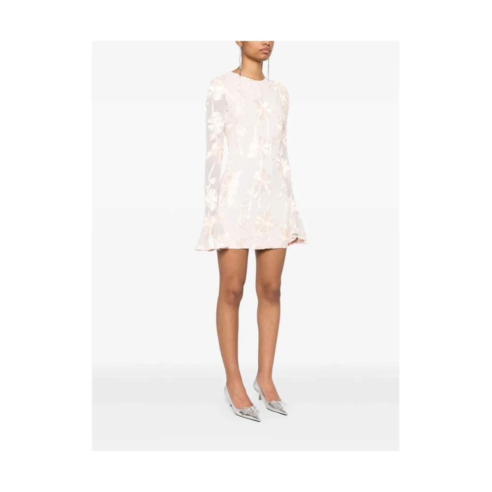 Rotate Birger Christensen Blush Pink Sheer Mouw Jurk Pink Dames