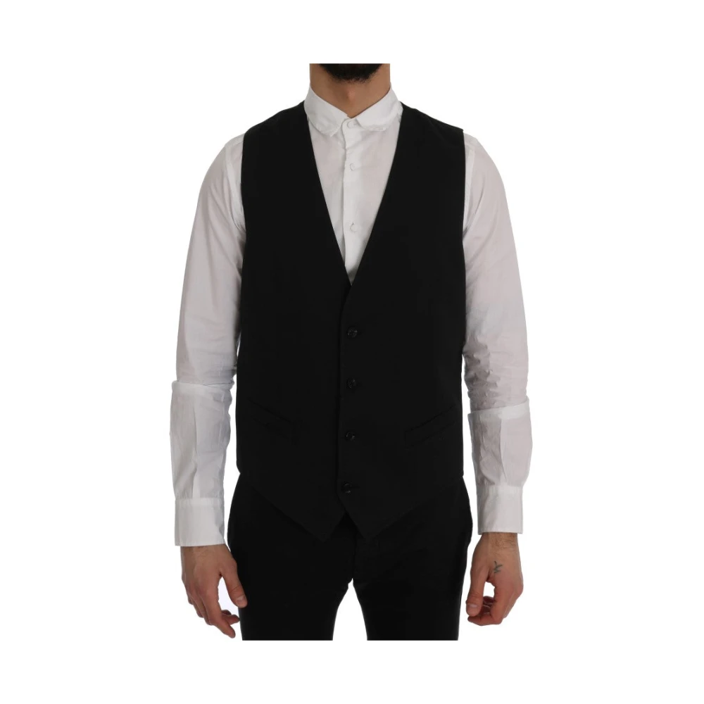 Dolce & Gabbana Klassieke Zwarte Single-Breasted Vest Black Heren