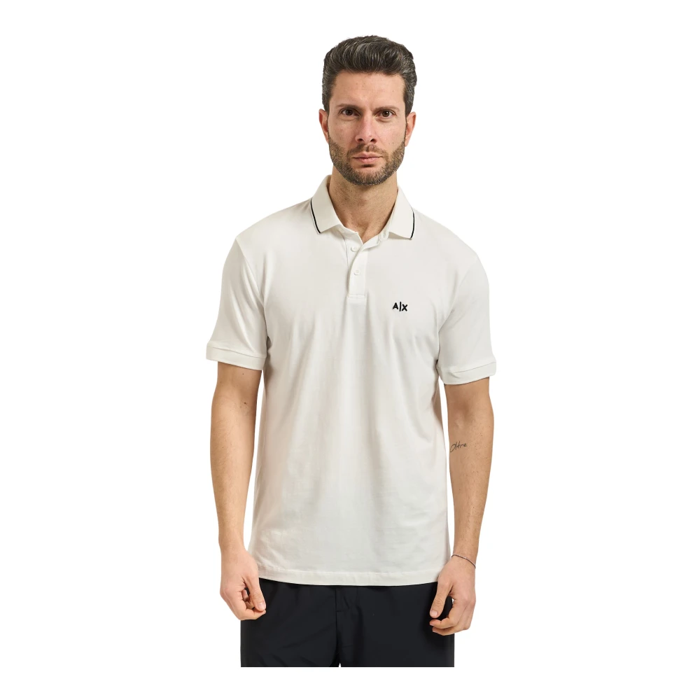 Armani Exchange Mannelijk Wit Slim Fit Polo Shirt Met Logo En Bies