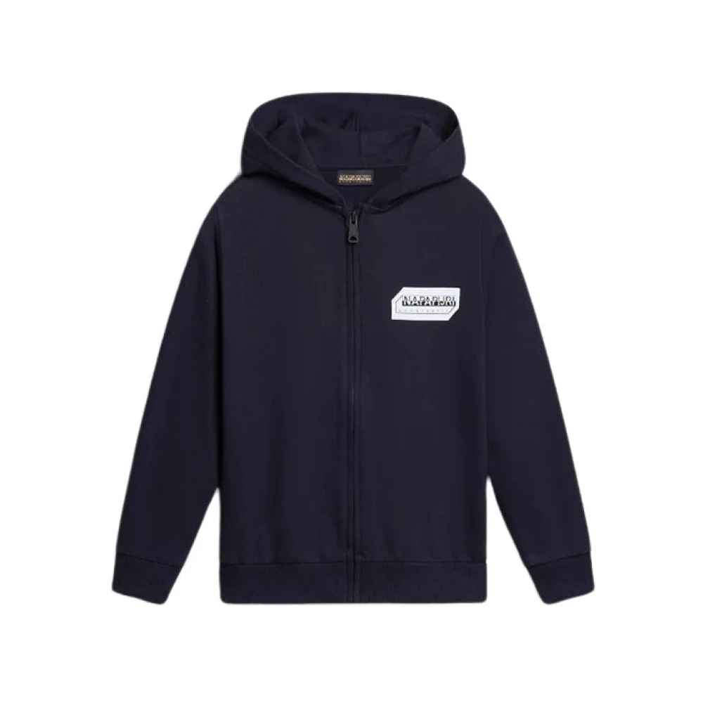 Napapijri Enfärgad Full Zip Hoodie Blue, Unisex