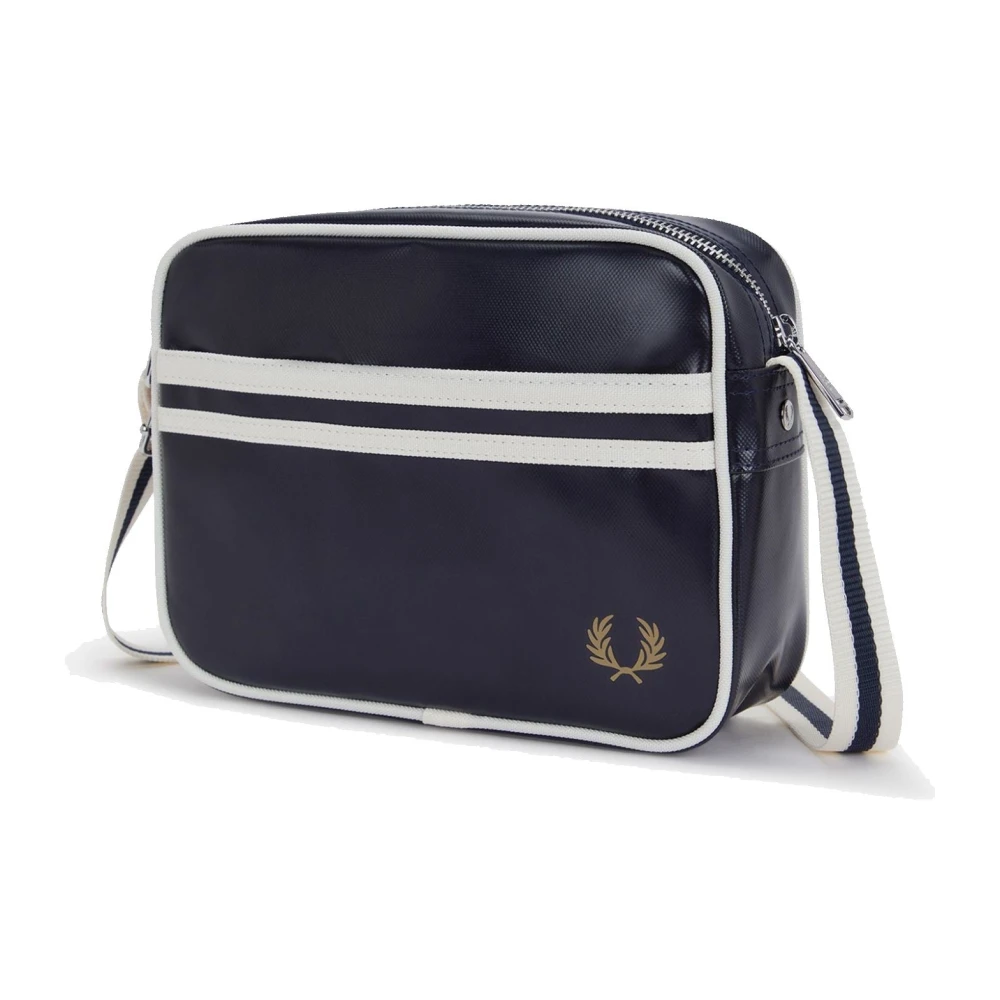 Fred Perry Uomo Blu, Blu Navy Per L2168 Borsa A Tracolla Classic Mini Blu Navy Ed Ecrù (Osfa), Casual, Polister Riciclato - Immagine 3