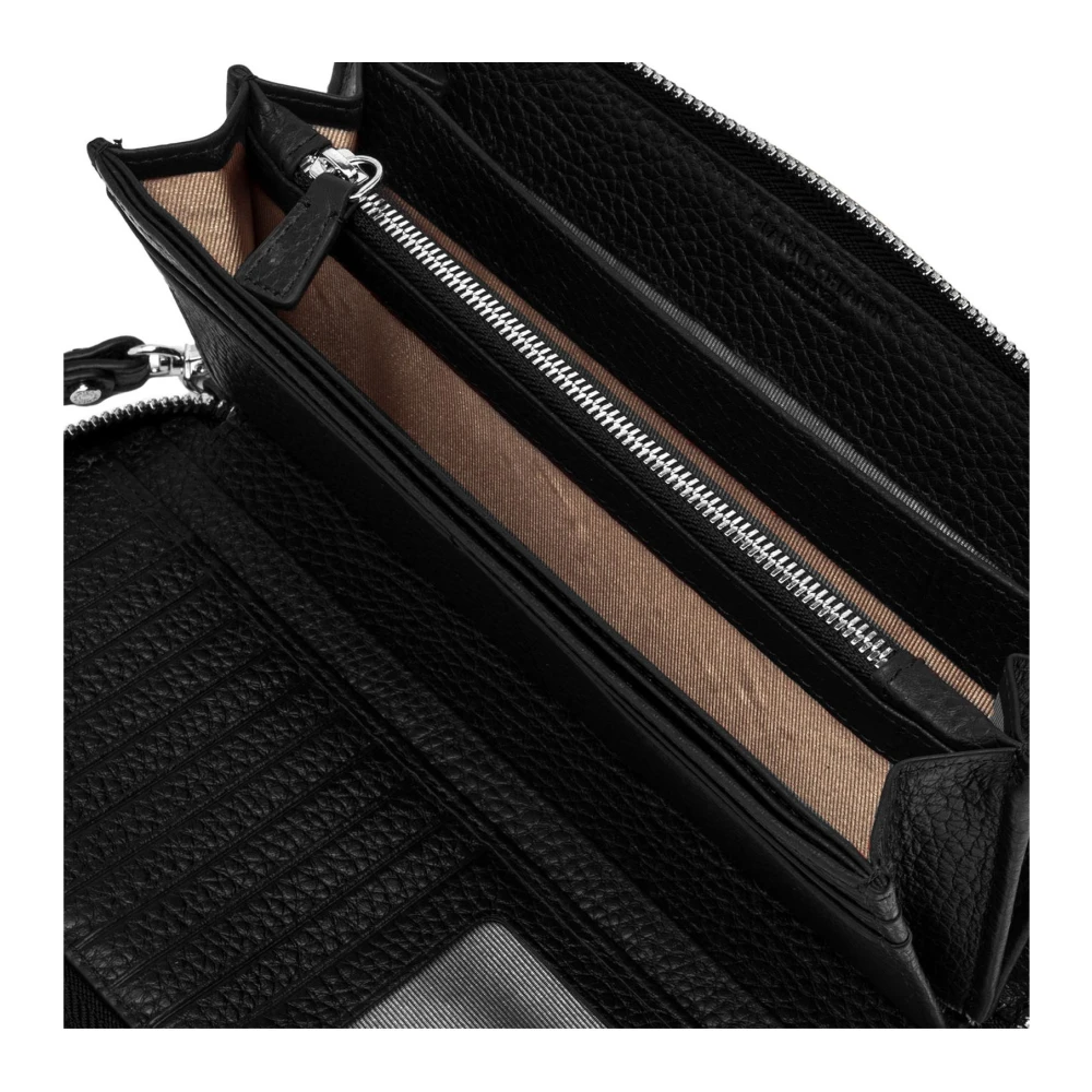 Gianni Chiarini Zwarte leren portemonnee met ritssluiting Black Dames