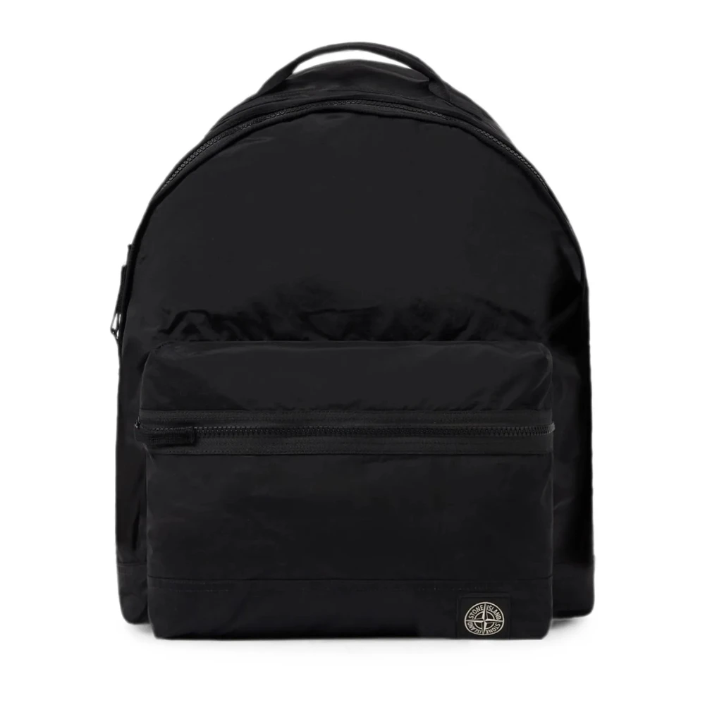 Stone Island Nylon Backpack With Front Zip Pocket - Man Backpacks Black One Size - Immagine 4