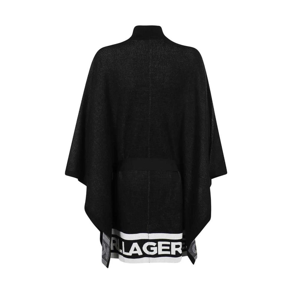 Karl Lagerfeld Logo Intarsia Poncho Jas Black Dames
