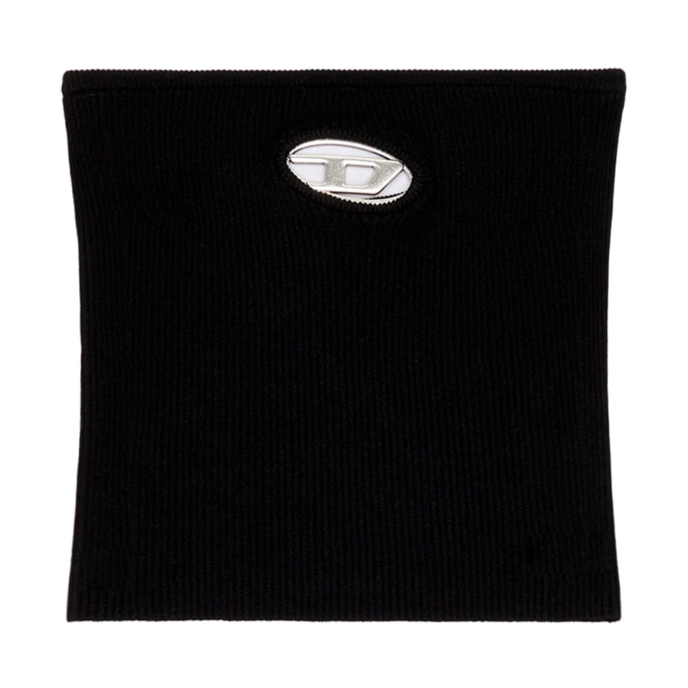 Diesel Zwarte Geribbelde Crop Top Vrouwen Black Dames