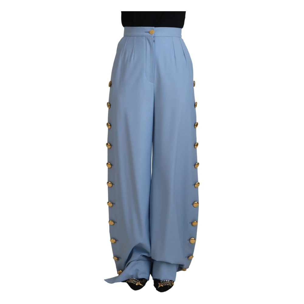 Dolce & Gabbana Women's Light/Blue Elegant Wool-Silk Blend Pants
