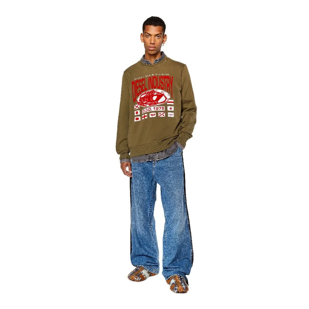 Diesel Grafische Katoenen Sweater Green Heren
