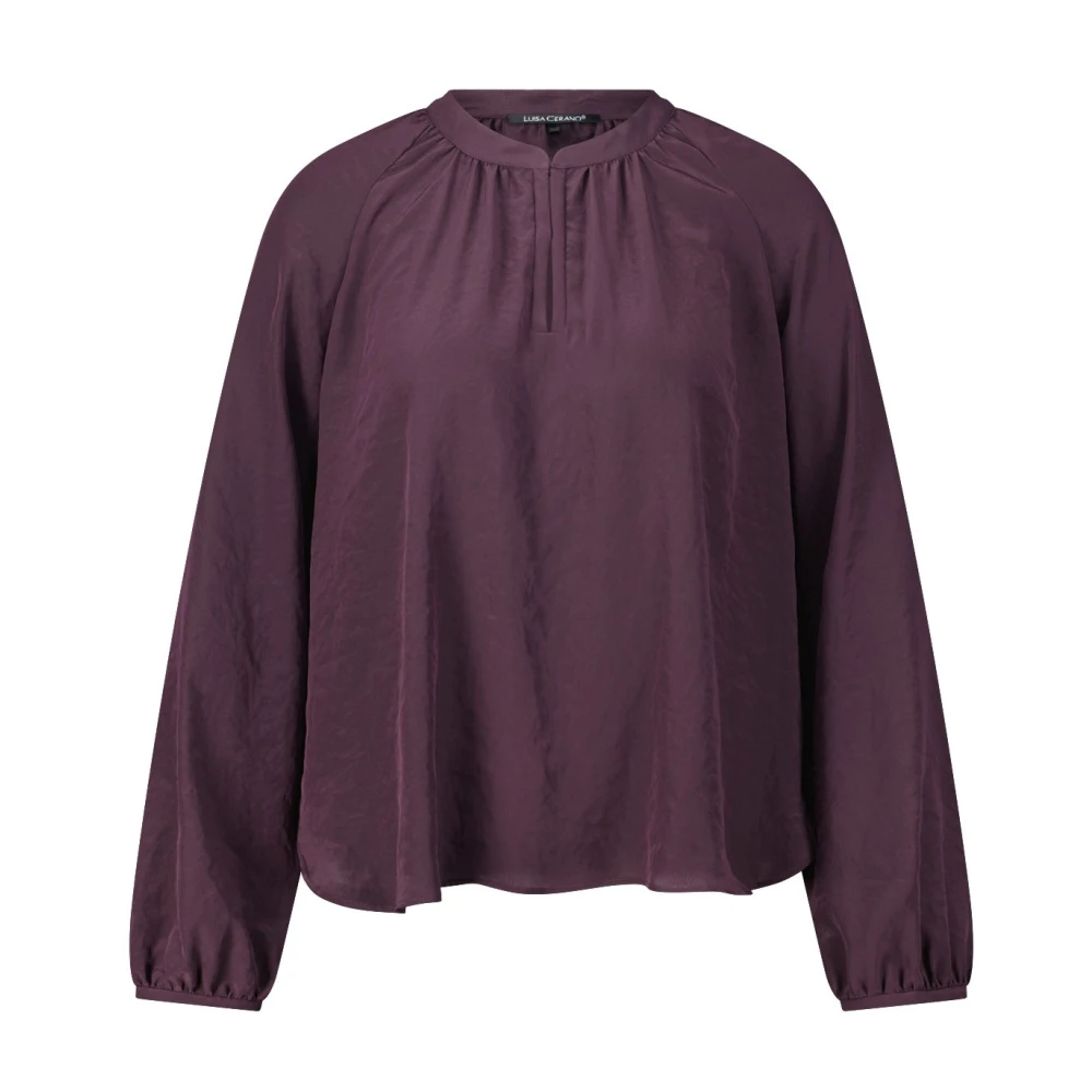 LUISA CERANO Satin blouse met elegante details Purple Dames