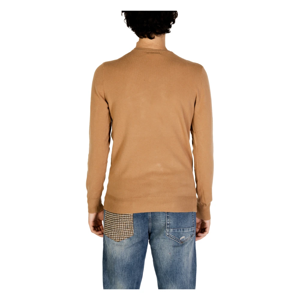 Gianni Lupo Bruine Lange Mouw Gebreide Trui Brown Heren