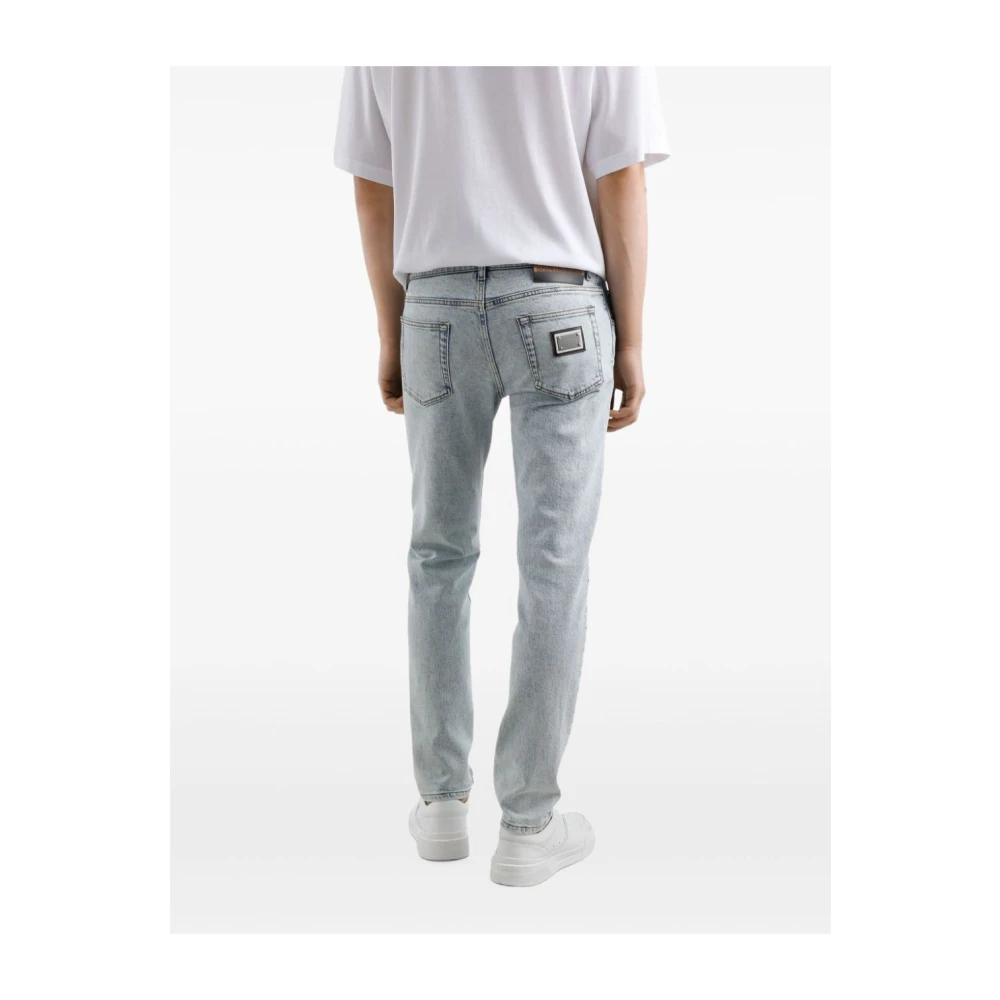 Dolce & Gabbana Blauwe Straight-Cut Jeans Gray Heren