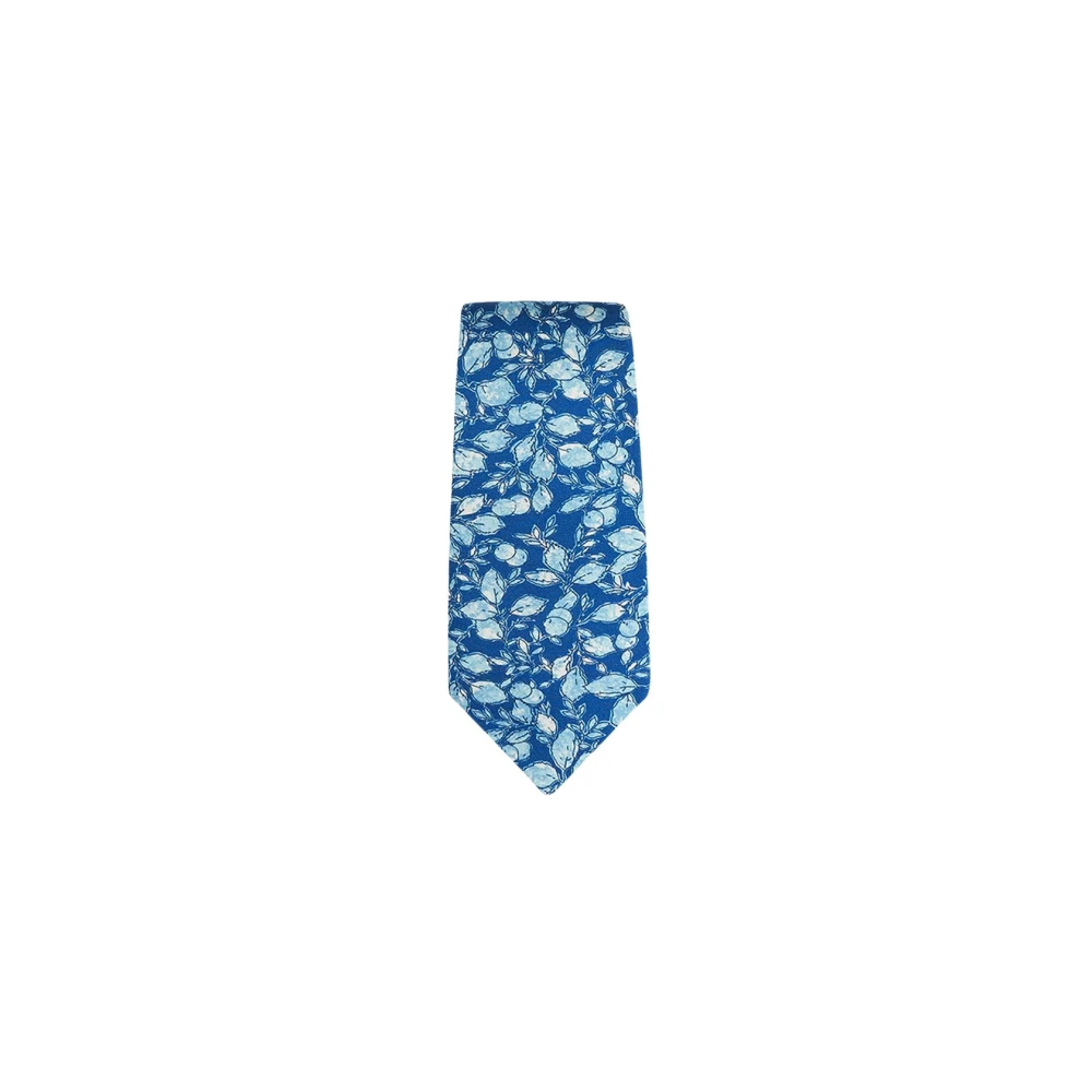 Kiton Handgemaakte Bloe Zijden Stropdas Blue Unisex