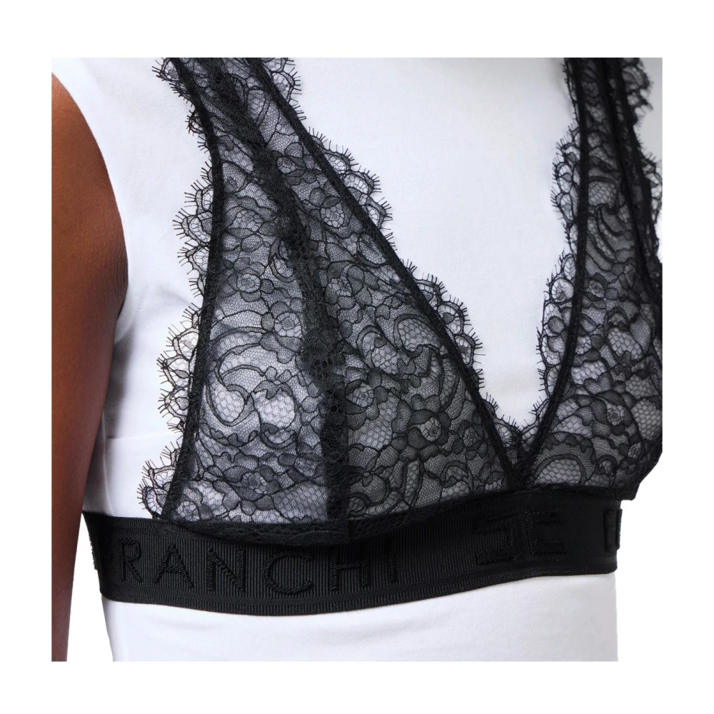 Elisabetta Franchi Kanten Bralette Jersey T-shirt White Dames