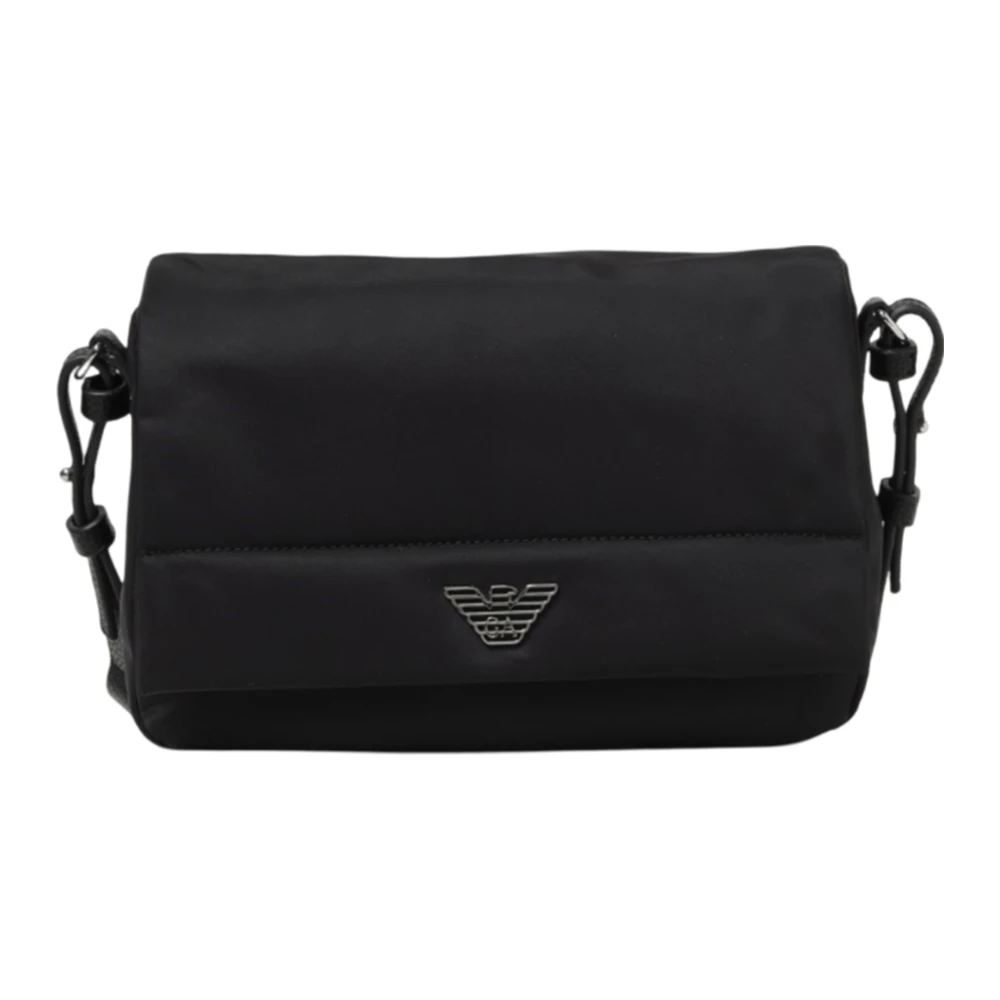 Emporio Armani Zwarte Nylon Schoudertas met Metalen Logo Black Dames
